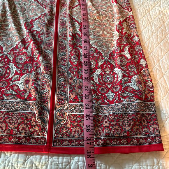 MAX STUDIO Paisley Shift Dress Red/Peach Sz XL Spring Wedding Easter Picnic Date - Picture 5 of 9